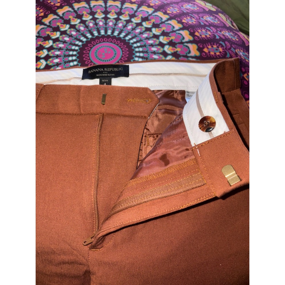 Banana Republic Sloan Umbria Brown High Rise Pants Size 4 Petite NWT - Picture 5 of 7